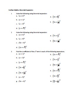 Binomial Expansion practice questions